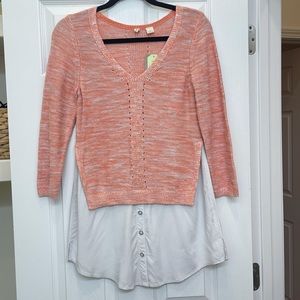 Moth Rose Tyrie Sweater With Button Down White Shirt Size S NWT